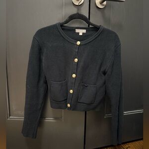 J. Crew Black Knit Cardigan with Gold Button